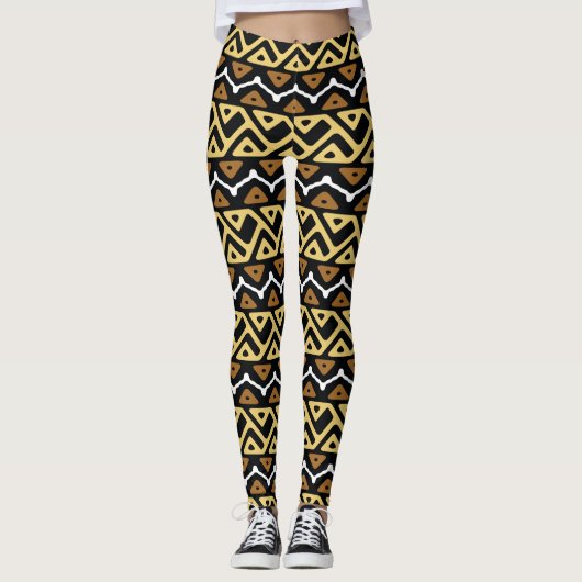 Afrikanisches Zickzack-Muster Leggings (Vorderseite)