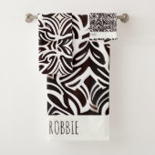 Afrikanisches Zierbild Fein Schwarz-weißes Muster Badhandtuch Set (Insitu)