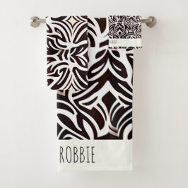 Afrikanisches Zierbild Fein Schwarz-weißes Muster Badhandtuch Set