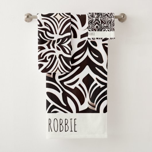 Afrikanisches Zierbild Fein Schwarz-weißes Muster Badhandtuch Set (Insitu)
