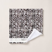 Afrikanisches Zierbild Fein Schwarz-weißes Muster Badhandtuch Set (Waschlappen)