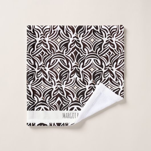 Afrikanisches Zierbild Fein Schwarz-weißes Muster Badhandtuch Set (Waschlappen)