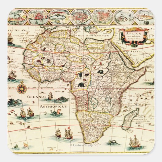 AfrikaPanoramakarte Afrika 2 Quadratischer Aufkleber (Vorderseite)