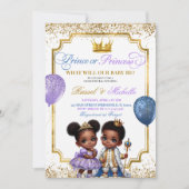 Afro Afrikanischer Prinz oder Prinzessin Geschlech Einladung (Vorderseite)