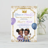 Afro Afrikanischer Prinz oder Prinzessin Geschlech Einladung (Stehend Vorderseite)