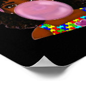 Afro Afro American Black Woman Ribbon Autismus Poster (Ecke)