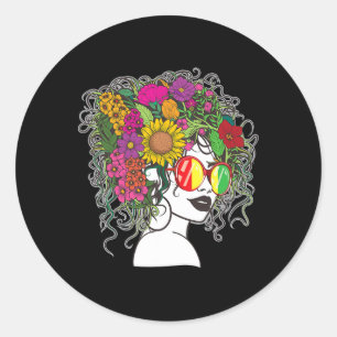 Afro Afroamerikanische Frauen Schwarz Melanin Köni Runder Aufkleber