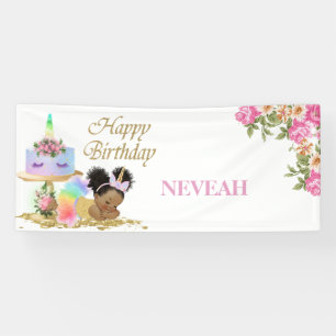 Afro American Baby Birthday Banner