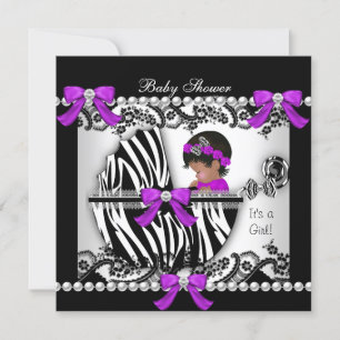 Afro American Baby Shower Baby Niedlich Girl Zebra Einladung