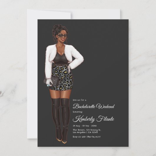 Afro American Bachelorette Weekend Einladung (Vorderseite)