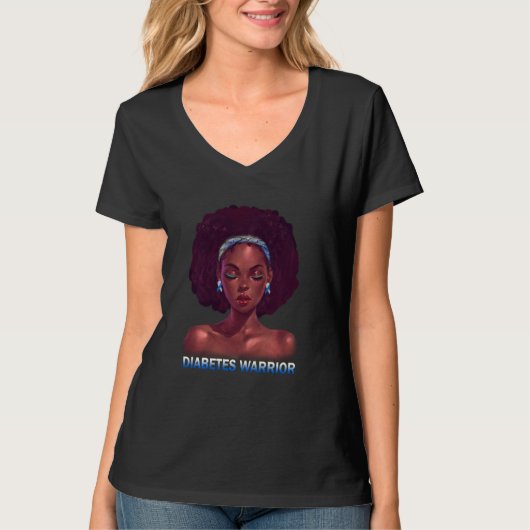 Afro American Black Woman T1d Diabetes War T-Shirt (Vorderseite)