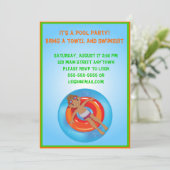 Afro American Boy Pool Geburtstagseinladung Einladung (Stehend Vorderseite)