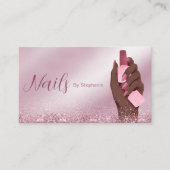 Afro American Glitzer Nail Artist Manicure Beauty Visitenkarte (Vorderseite)