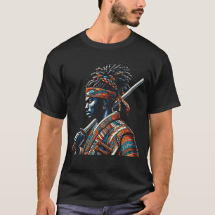 Afro American Samurai Anime Cartoon japanese bushi T-Shirt