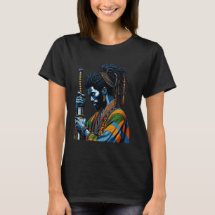 Afro American Samurai japanischer Stil Bushido Art T-Shirt