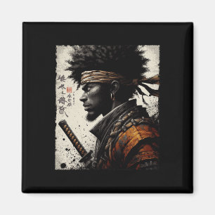 Afro American Samurai Vintag African Bushido Warr Magnet
