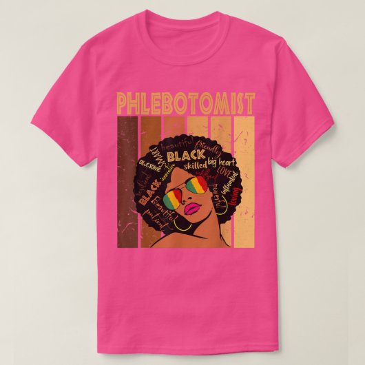 Afro-Amerikanerinnen schwarz auf Phlebotomisten T-Shirt (Design vorne)