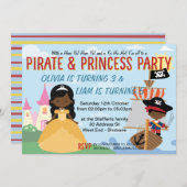 Afro-Amerikanische Prinzessin und Pirate Einladung (Vorne/Hinten)