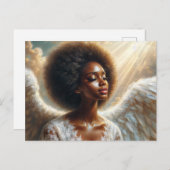 Afro Angel in Licht - Ätherische Schwarze Frau Postkarte (Vorne/Hinten)