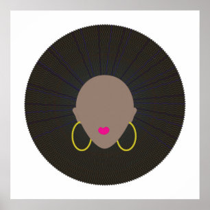 Afro Art Moderne Minimalistische Silhouette-Desi Poster