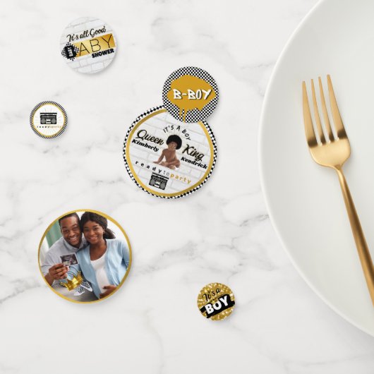 Afro Baby Boy 90's Hip Hop Retro Baby Shower Foto Konfetti (Gruppe)