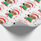 Afro Baby Girl Puffs Christmas Afro American Geschenkpapier (Ecke)