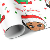 Afro Baby Girl Puffs Christmas Afro American Geschenkpapier (Rolleneckpunkt)