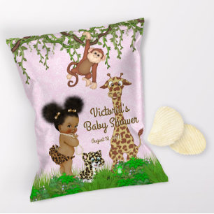 Afro Baby Girl Safari Baby Dusche Chip Beutel Wrap Flyer