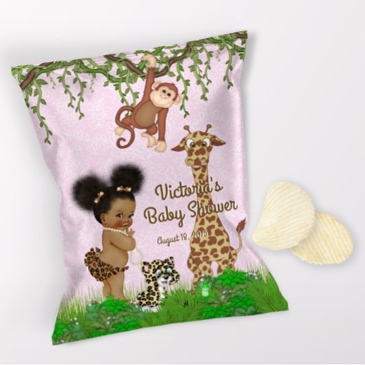 Afro Baby Girl Safari Baby Dusche Chip Beutel Wrap Flyer