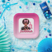 Afro-Babymädchen Rosa & Schwarzes Tutu 1. Geburtst Pappteller (Party)