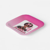 Afro-Babymädchen Rosa & Schwarzes Tutu 1. Geburtst Pappteller (Gewinkelt)