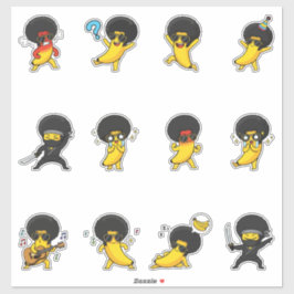 Afro-Banane-Retro-Emoji-Aufkleber-Pack Aufkleber