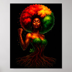 Afro-Baum-Frau schwarze Königin Melanin-Wurzeln St Poster