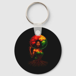 Afro-Baum-Frau schwarze Königin Melanin-Wurzeln St Schlüsselanhänger