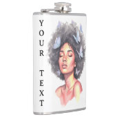 Afro Beauty with Butterflies – Watercolor Portrait Flachmann (Rechts)