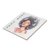 Afro Beauty with Butterflies – Watercolor Portrait Fliese (Seite)