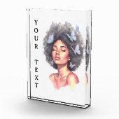 Afro Beauty with Butterflies – Watercolor Portrait Fotoblock (Rechts)
