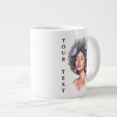 Afro Beauty with Butterflies – Watercolor Portrait Jumbo-Tasse (Vorderseite Rechts)