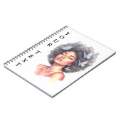 Afro Beauty with Butterflies – Watercolor Portrait Notizblock (Linke Seite)