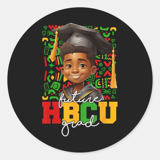 Afro Black Boy Uni-Abschluß Future Hbcu Grad Runder Aufkleber (Vorderseite)