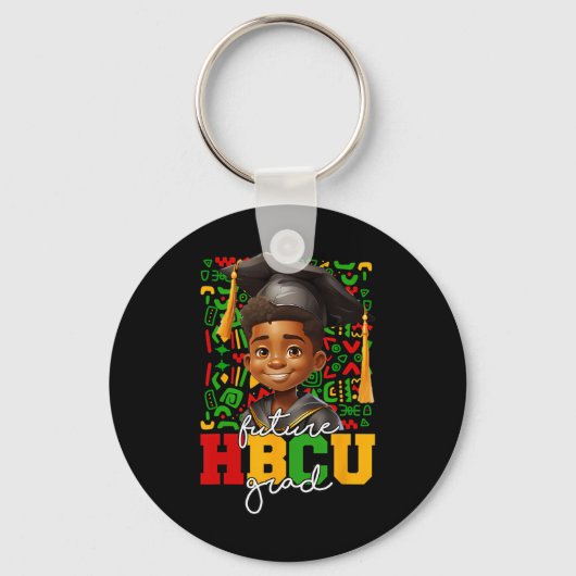 Afro Black Boy Uni-Abschluß Future Hbcu Grad Schlüsselanhänger (Vorderseite)