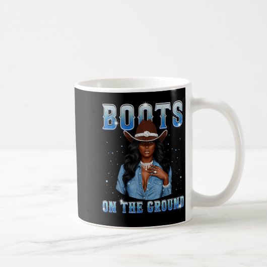Afro Black Melanin Queen Western Cowgirl Hat Boots Kaffeetasse (Rechts)