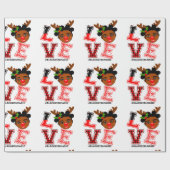 Afro Black Rentier Weihnachtsmädchen Santa Rote Na Geschenkpapier (Flach)