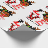 Afro Black Rentier Weihnachtsmädchen Santa Rote Na Geschenkpapier (Ecke)