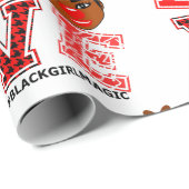 Afro Black Rentier Weihnachtsmädchen Santa Rote Na Geschenkpapier (Rolleneckpunkt)
