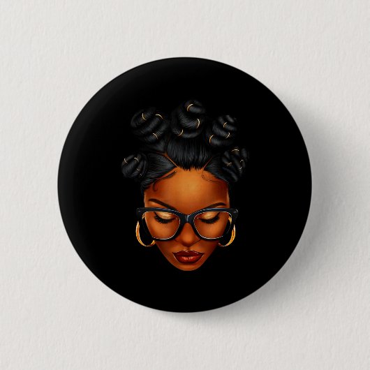Afro Black Woman African Black History Month Melan Button (Vorderseite)