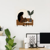 Afro Black Woman Boho Abstrakt Wall Art Poster (Heimbüro)
