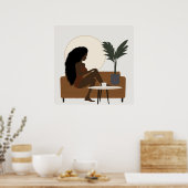 Afro Black Woman Boho Abstrakt Wall Art Poster (Küche)