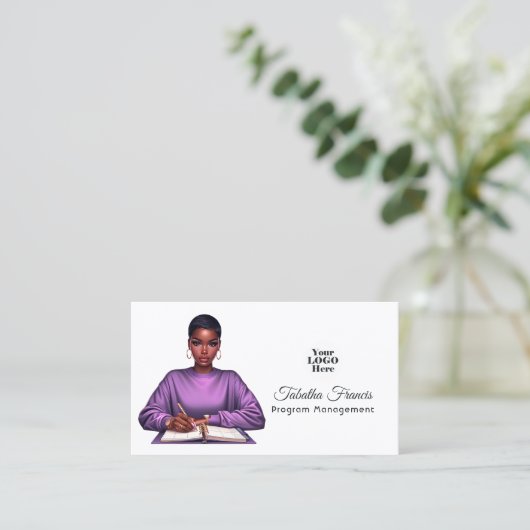 Afro Black Woman Boss Leadership Art Visitenkarte (Stehend Vorderseite)