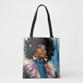 Afro Black Woman Colorful Painting Tasche